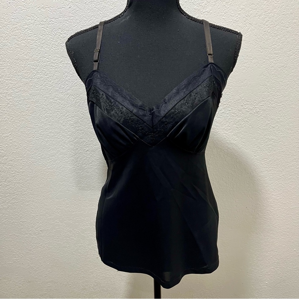 Hollywood Vassarette Vintage Black Lace Camisole